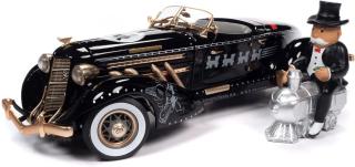 Auburn 851 Speedster 1935 Monopoly, Black with Matte Gold Auto World 1:18